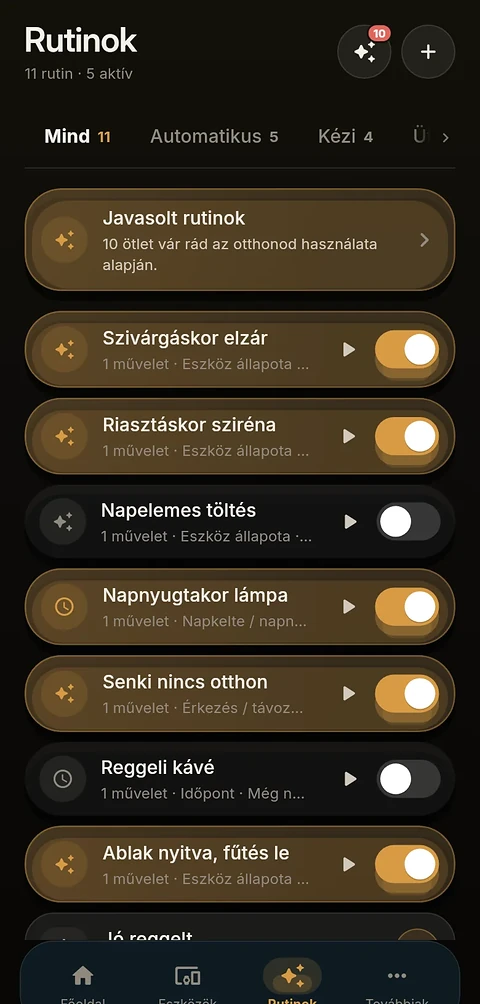 Rutinok az AURA alkalmazásban