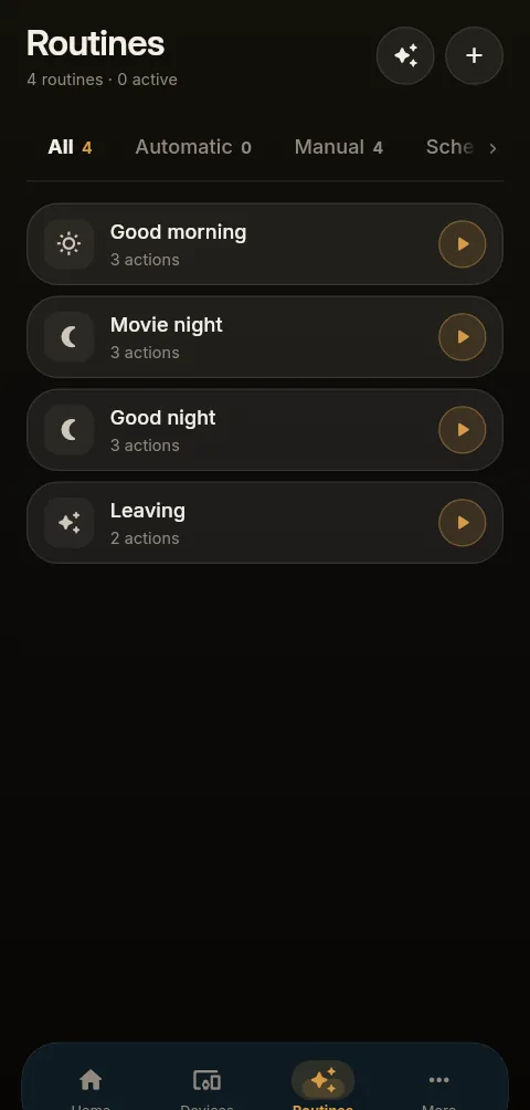 Routines in the AURA app