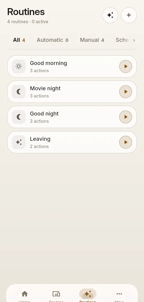 Routines in the AURA app